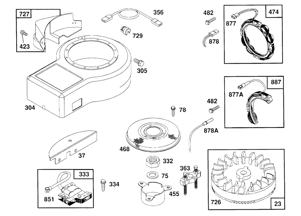 Blower Hsg,alternator,elect Diagram and Parts List for 259707-4007-XX  Briggs and Stratton Engine